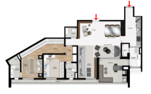Apartamento de 128m² privativos - 2 suítes - sala ampliada com Cozinha americana